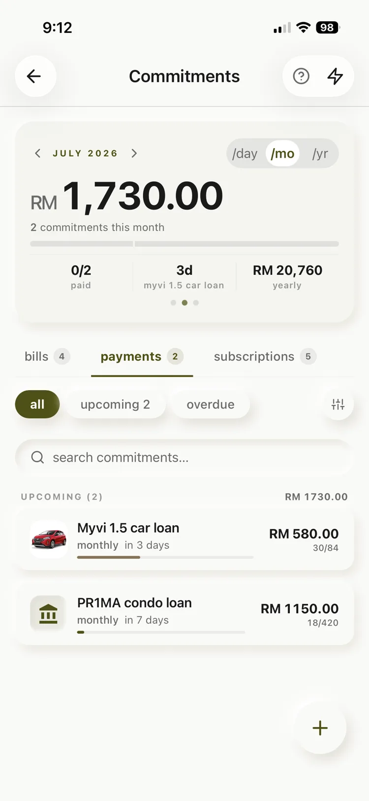 Bill payment — mark it paid and it logs itself