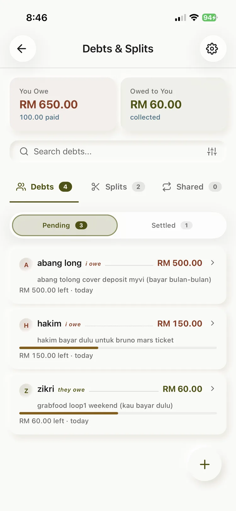 Debts & splits — who owes who, no awkward chats
